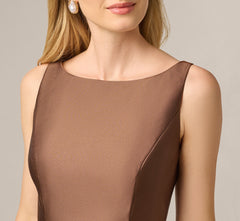 Sleeveless Mikado Fit And Flare Midi Dress With V-Back In Espresso