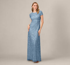 Scoop Back Sequin Gown In Nile