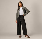 Tie Belt Airflow Pleated Wide Leg Pant In Black