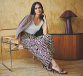 Pull On Cropped Wide Leg Pant In Chocolate Patchwork Stripe