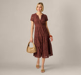 Short Sleeve Lace Tiered Sophia Dress In Chocolate