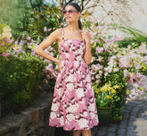 Printed Cotton Blaire Midi Dress In Blush Ecru
