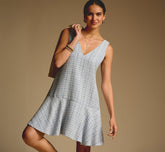 Tweed Short Hailey Dress In Steel Blue Multi