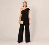 One Shoulder Bow Jumpsuit In Black