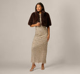 Short Sleeve Faux Fur Coverup Jacket In Dark Brown