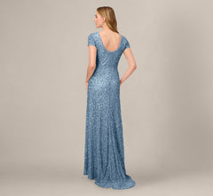 Scoop Back Sequin Gown In Nile
