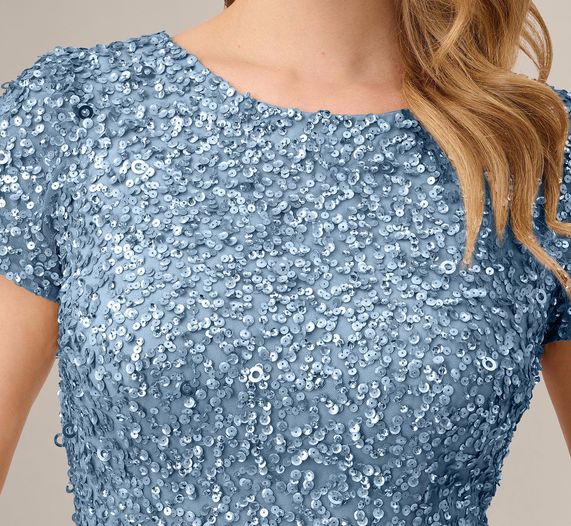 Scoop Back Sequin Gown In Nile