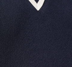 Long Sleeve Collared Twofer Tipped Sweater In Navy Ivory W  Ivory