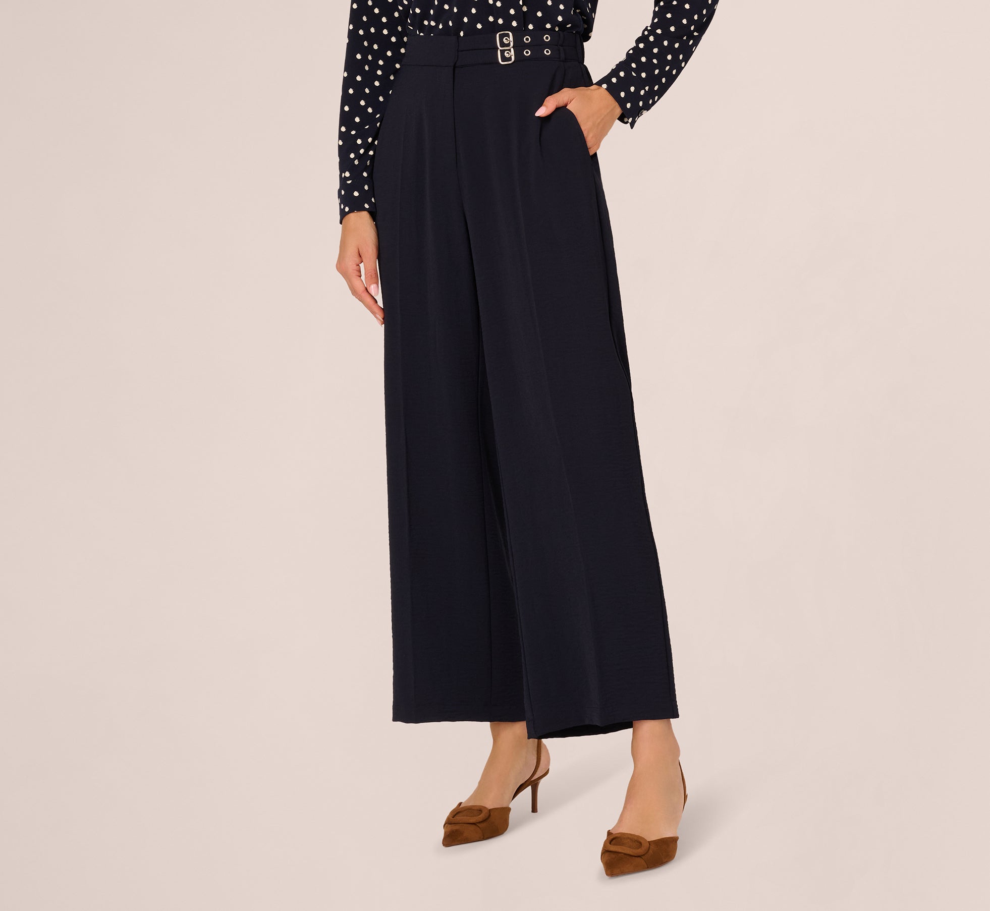 Straight Leg Side Buckle Pant In Blue Moon