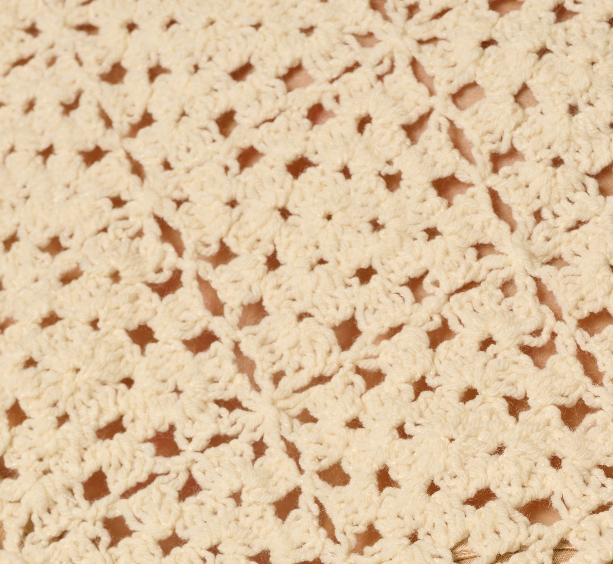 Short Sleeve Open Crochet Top In Cream