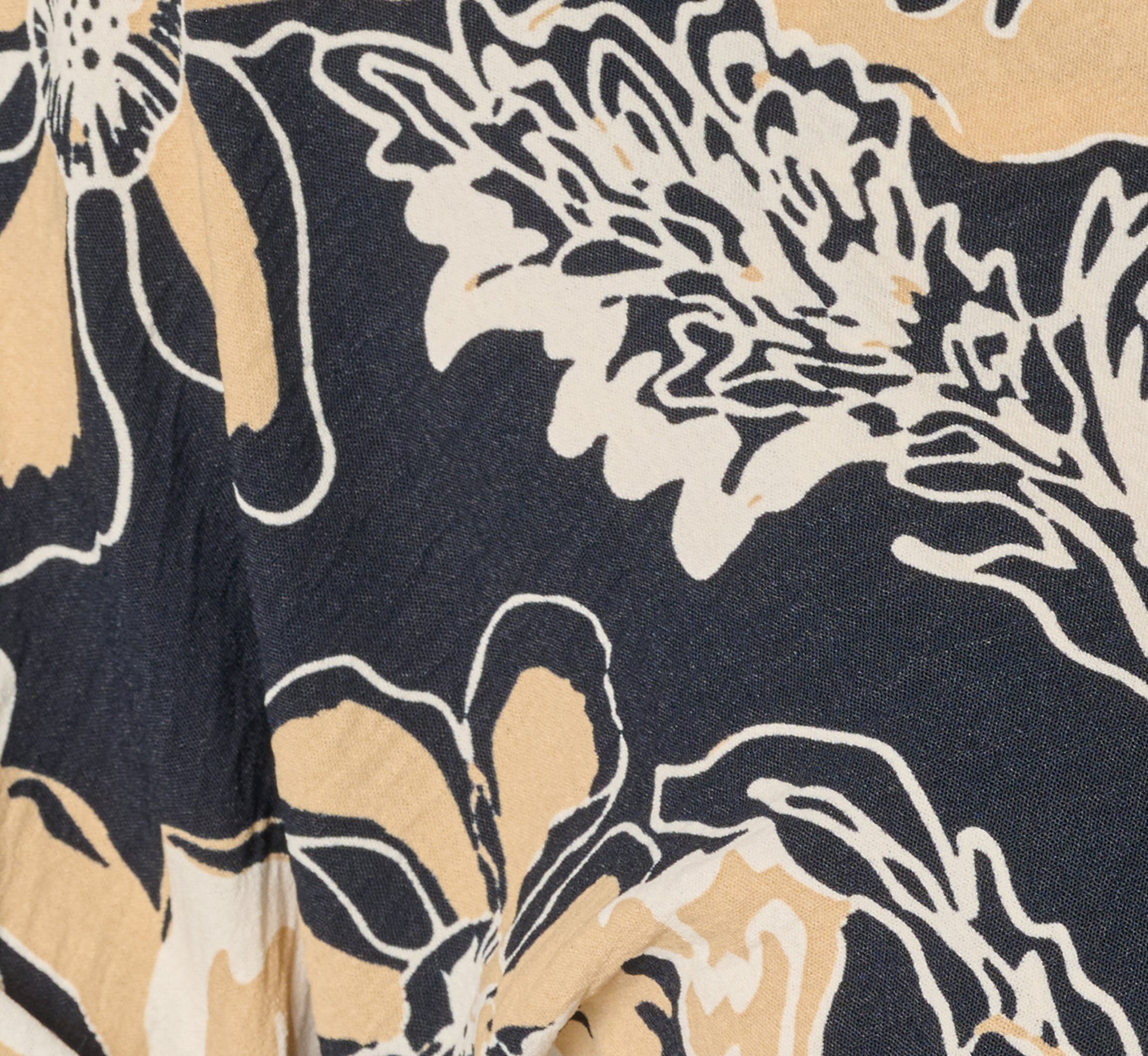 Short Sleeve Open Twist Front Top In Navy Ivory Whimsical Floral