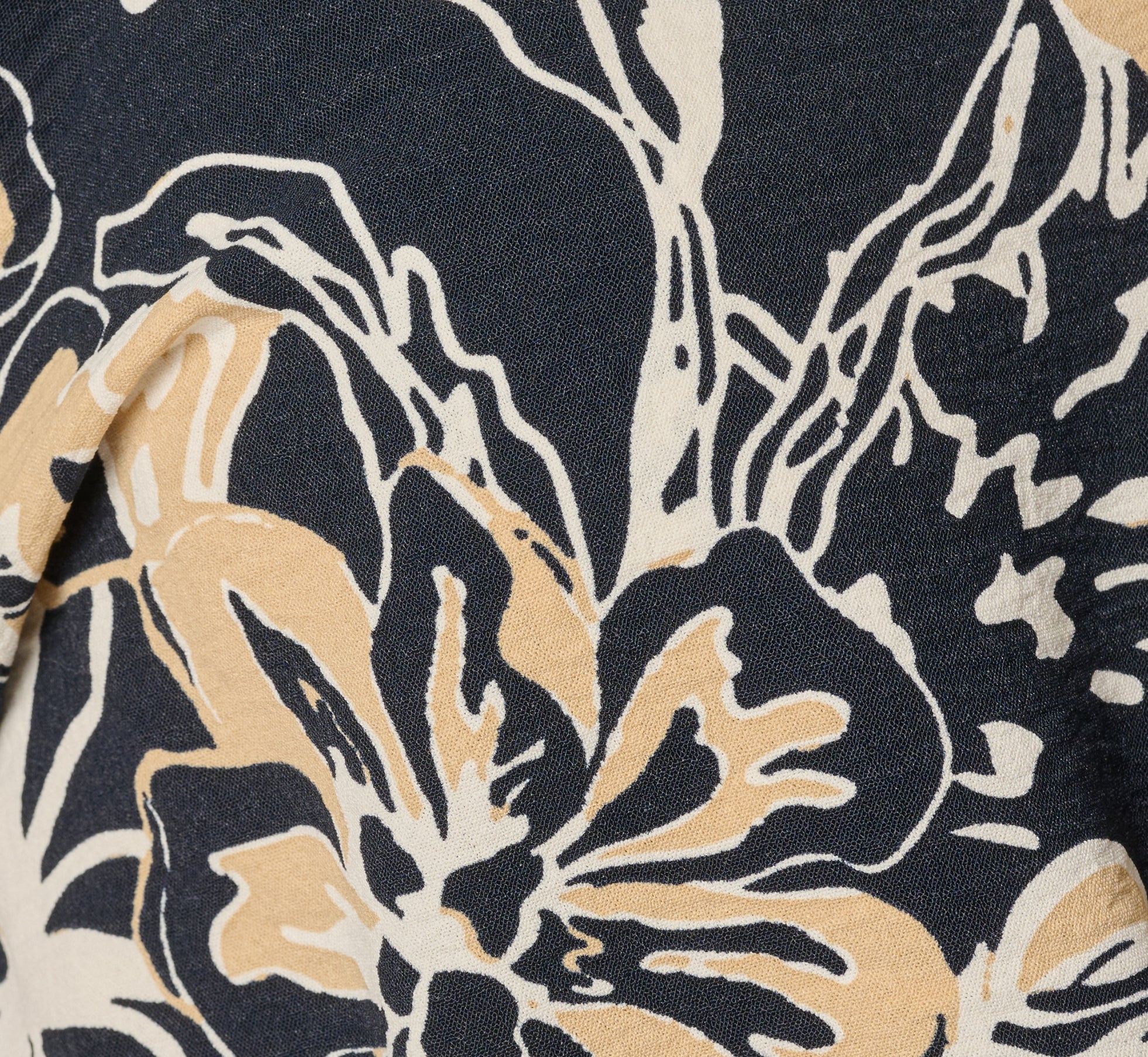 Short Sleeve Open Twist Front Top In Navy Ivory Whimsical Floral