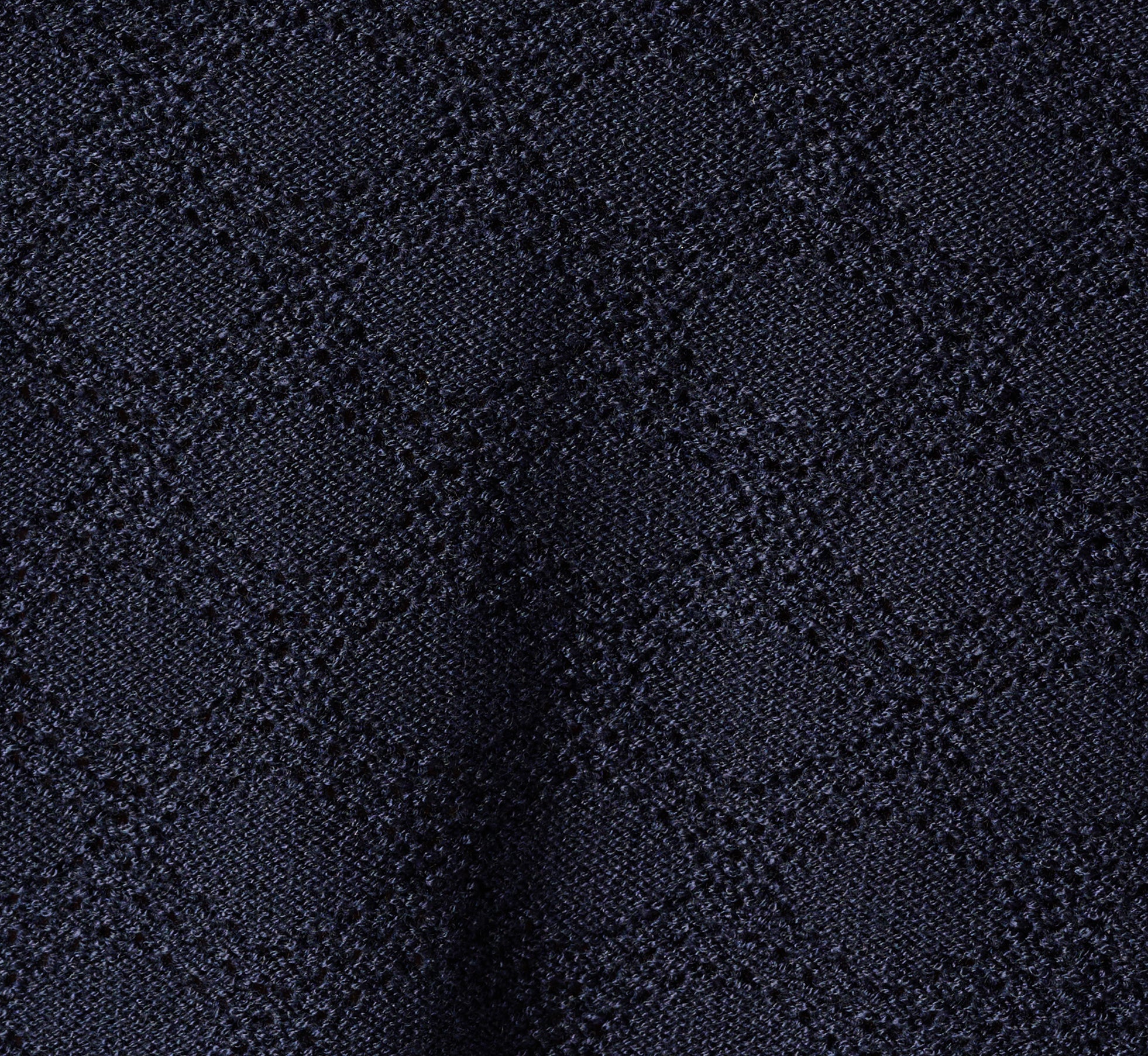 Short Sleeve Open Pointelle Knit Tipped Polo Top In Navy Ivory