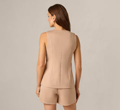 Ponte Knit Vest Top In Desert Dust