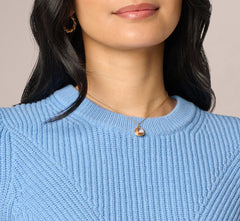 Short Sleeve Shaker Knit Pullover Sweater In Classic Blue