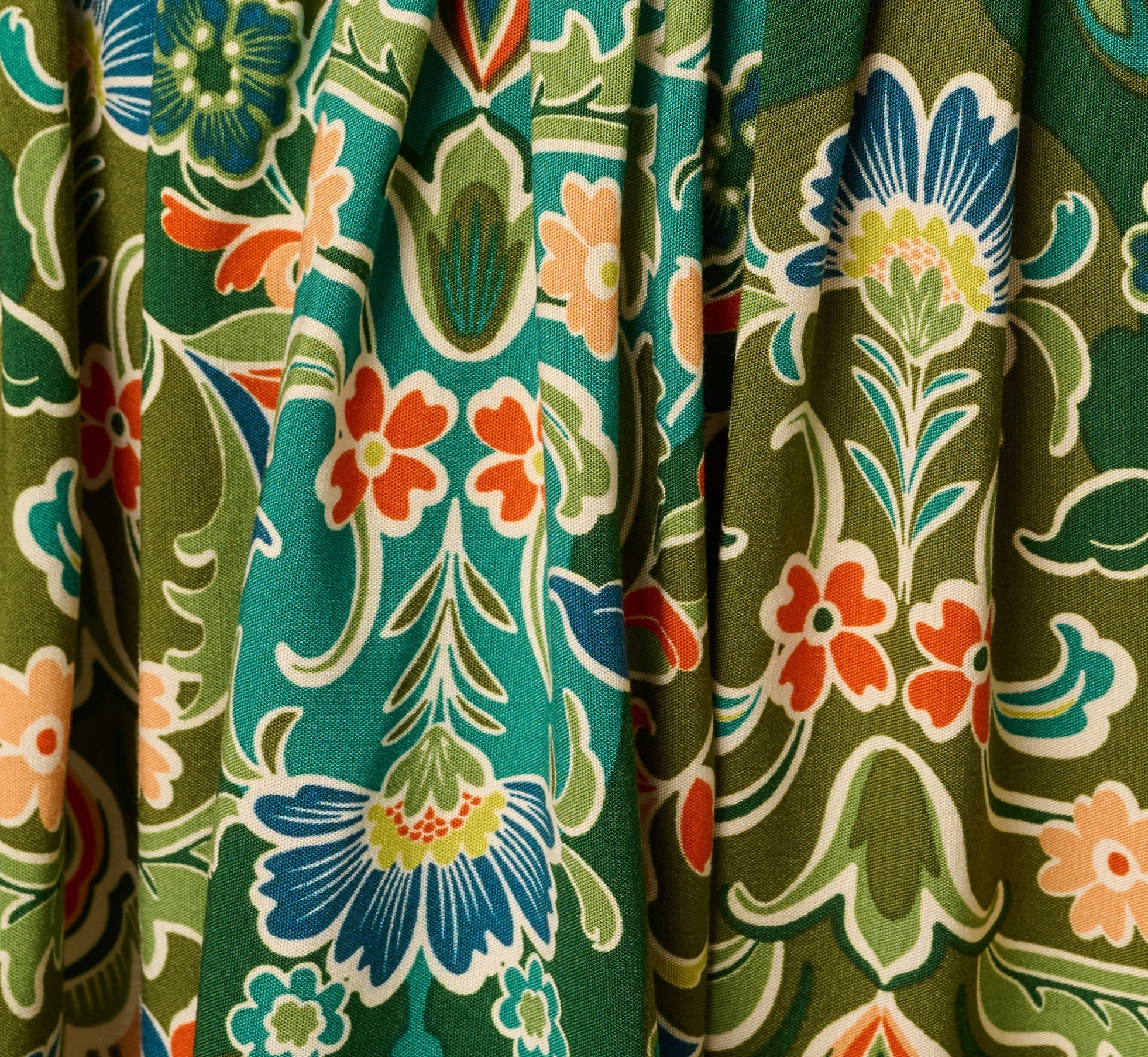 Long Sleeve Keyhole Antique Floral Print Short Dress In Olive Multi