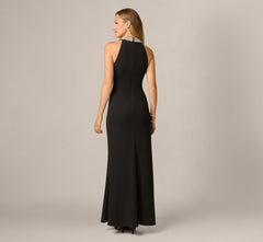Pearl Halter Gown In Black