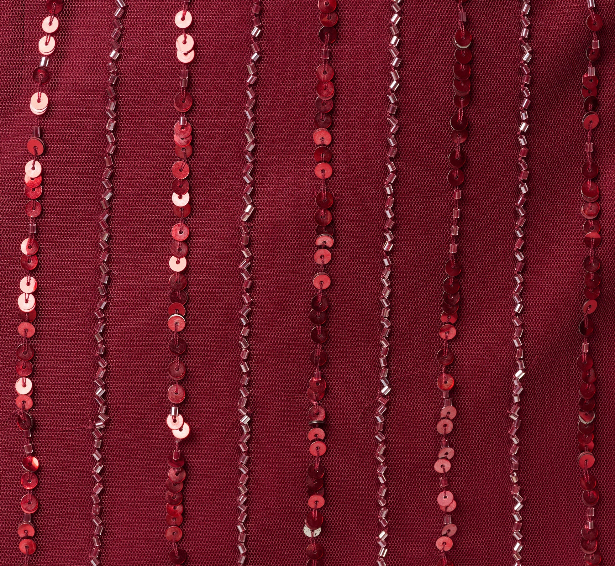 Surplice Bead Mesh Dress In Mahogany