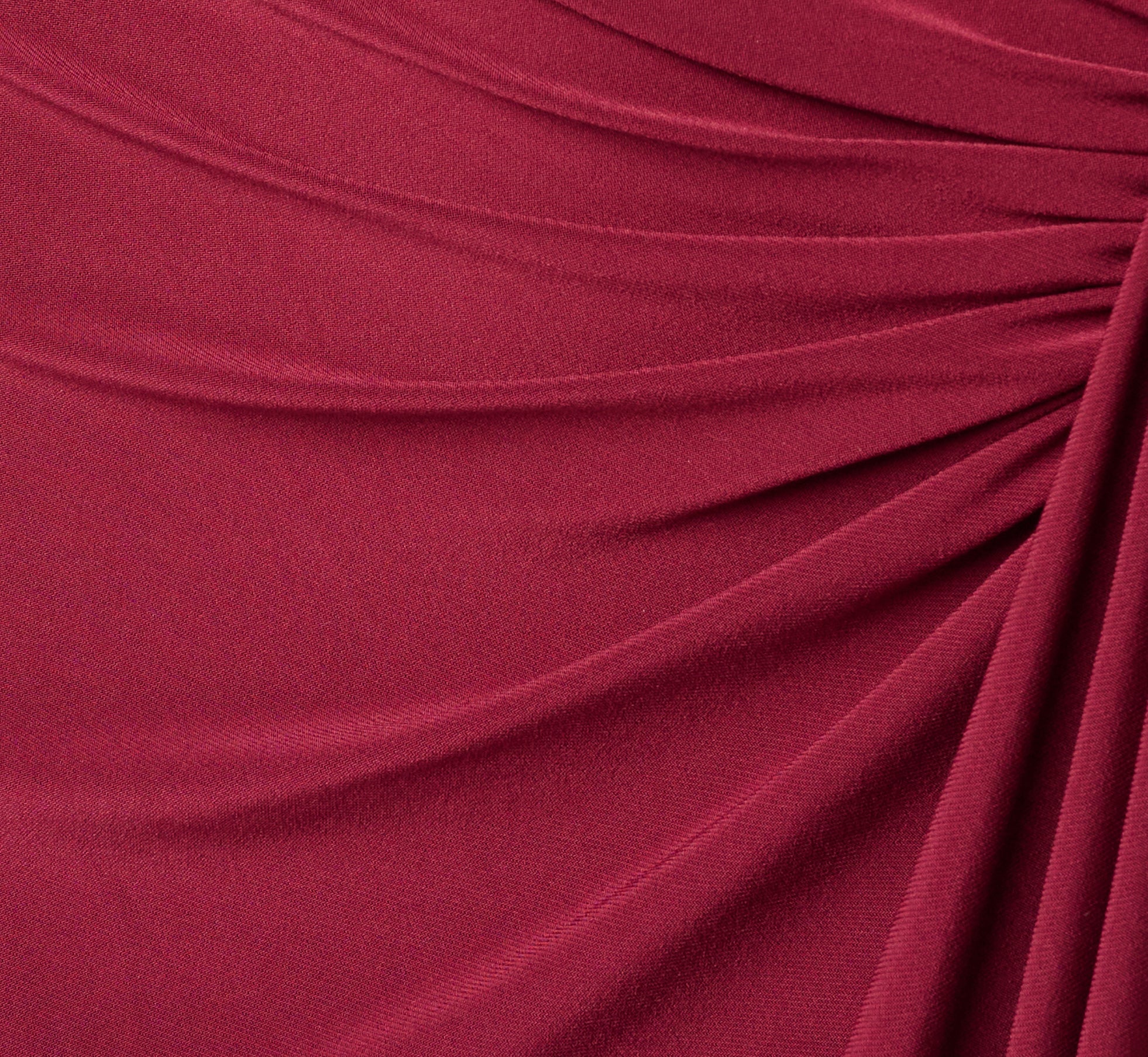 One Shoulder Dress With Draped Waist Detail In Red Wine