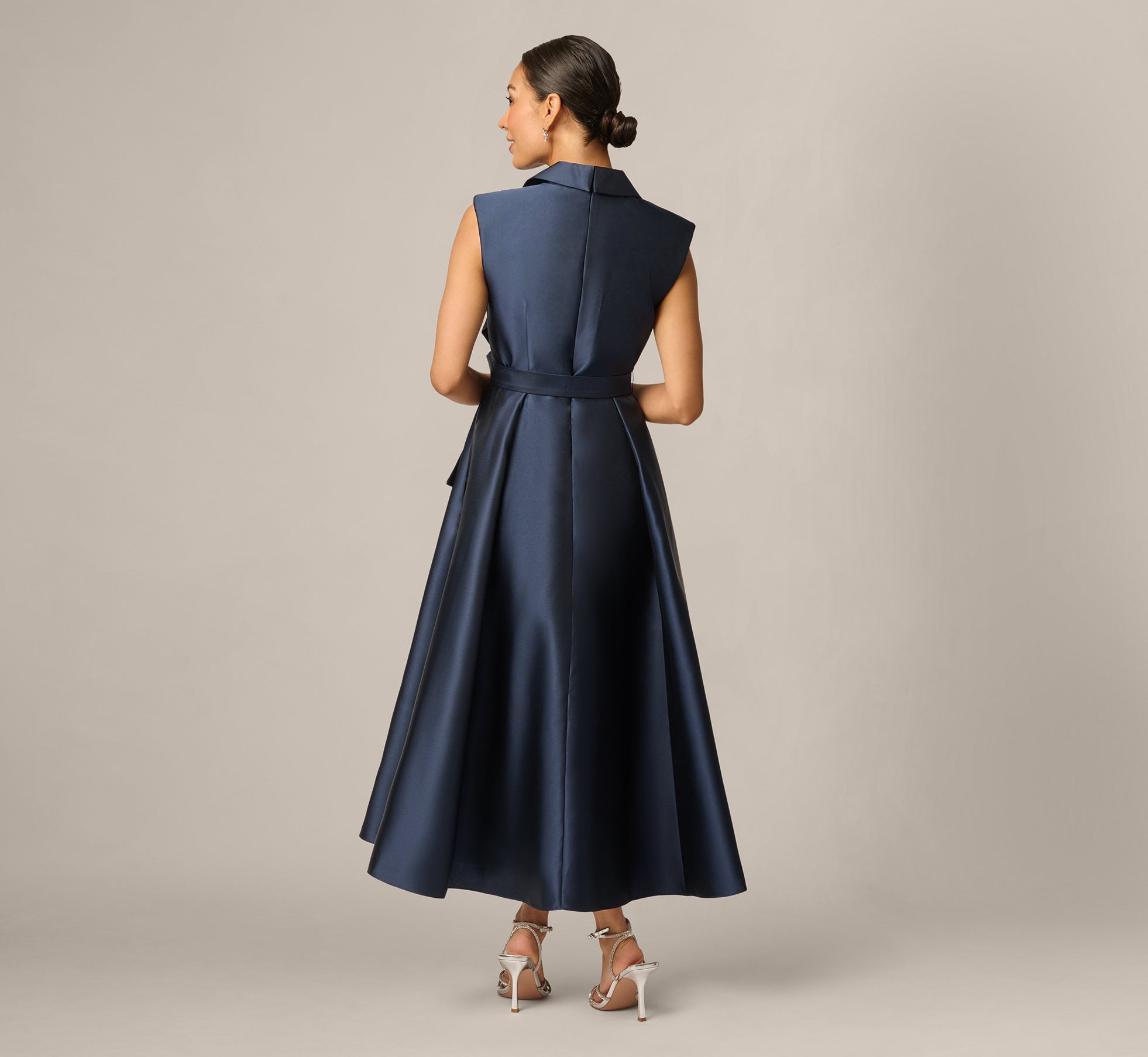 Petite Sleeveless Mikado Suit Dress In Midnight