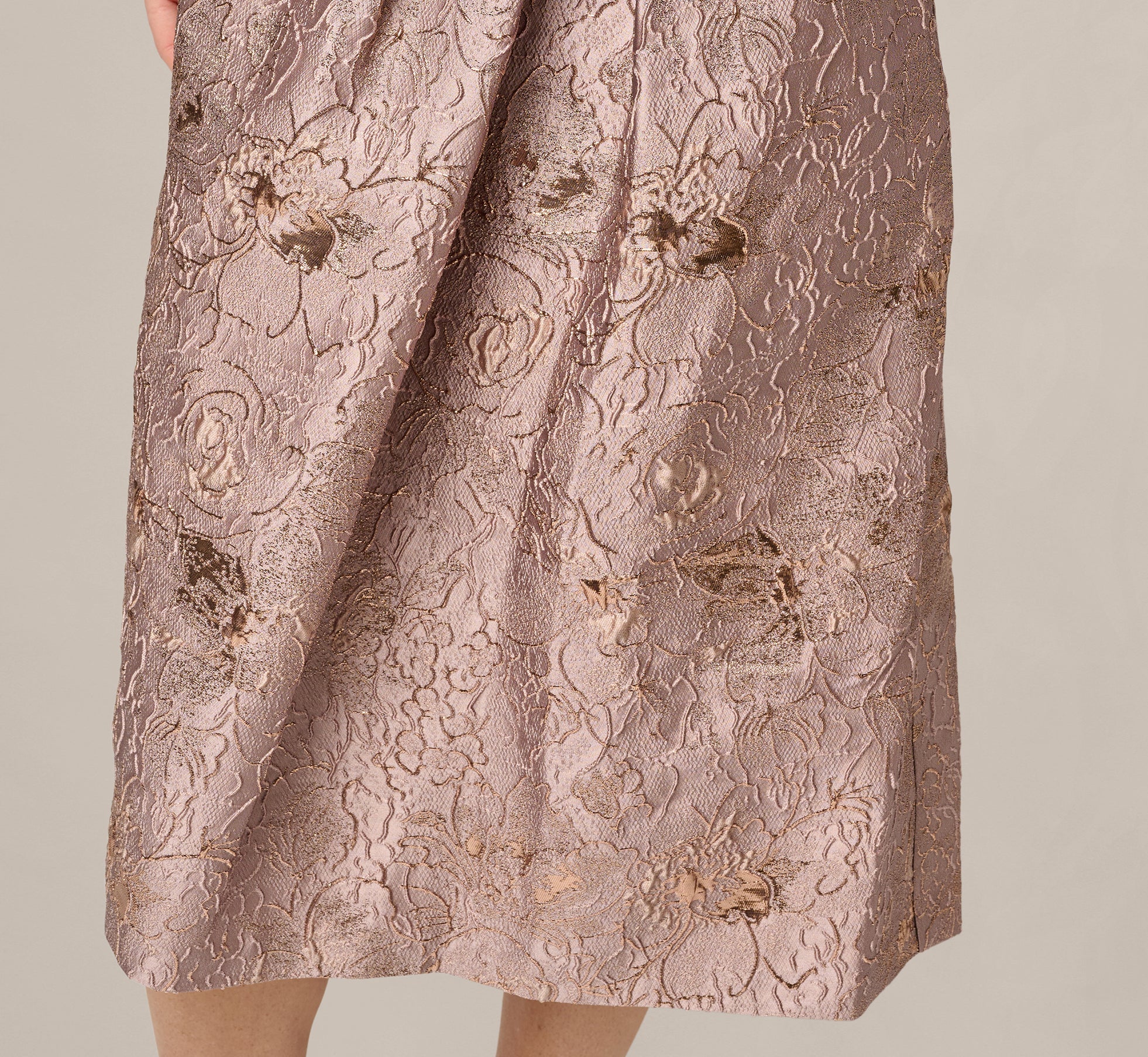 Metallic Jacquard Rhinestone Strap Midi Dress In Candied Ginger
