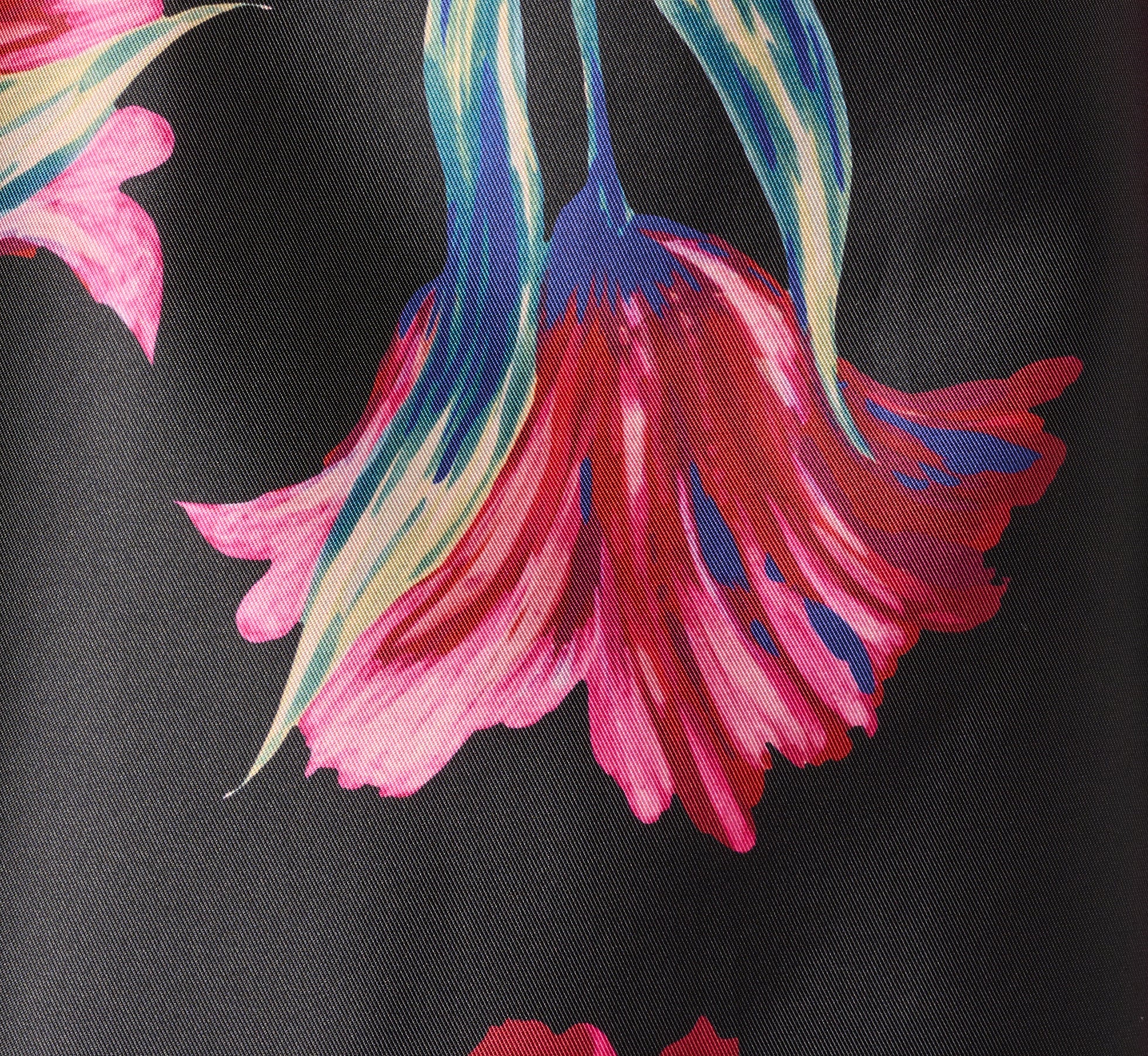 Plus Size Floral Print Mikado High Low Gown In Black Multi