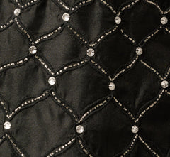 Square Neck Latice Beaded Ankle Length Dress In Black